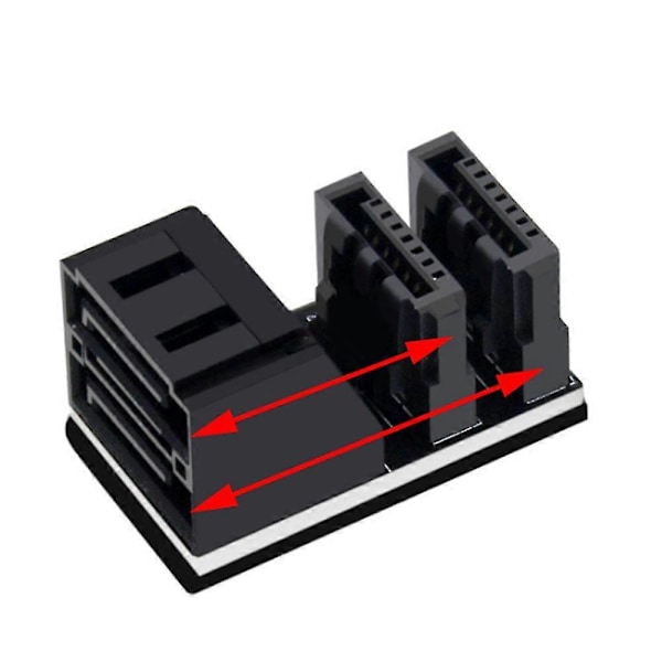 1 stk Dobbel Sata 7pin Hunn Til Dobbel 7pin Hann 90 Graders Vinklet Adapter Hovedkort Sata Adapter Fo-haoyi