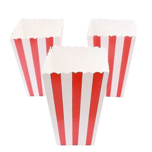 50 kpl Popcorn-pusseja, pieniä popcorn-laatikoita raidallista paperia, pahvisia karkkiastioita juhliin, makeisia, lapsille