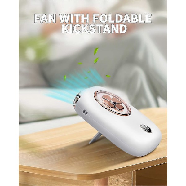 3-Nopeuksinen Henkilökohtainen Kannettava Ladattava Mini Kannettava Kaulatuuletin, 2000mAh Akku LED-Akunäytöllä ja Johdolla (Valkoinen)