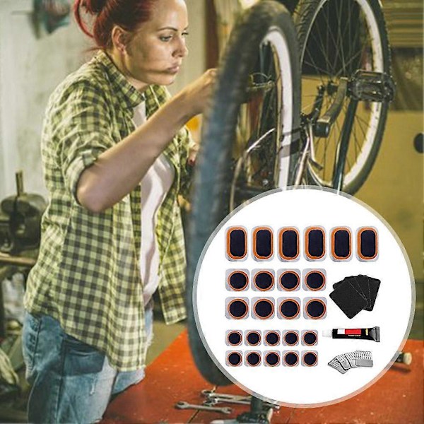 Cykel Slang Punktering Reparationslapp Kit Cykel Innerslang Lappar Lim Verktygsset