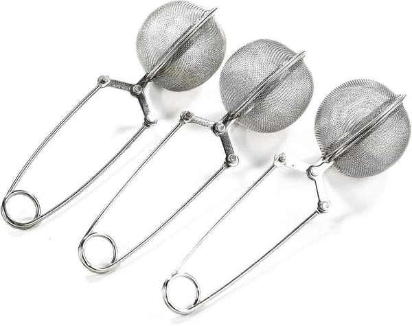 3-pak Mesh Snap Ball Te-si med Håndtag til Løs Te og Krydderier Rustfrit Stål Te-infuser Te-filter