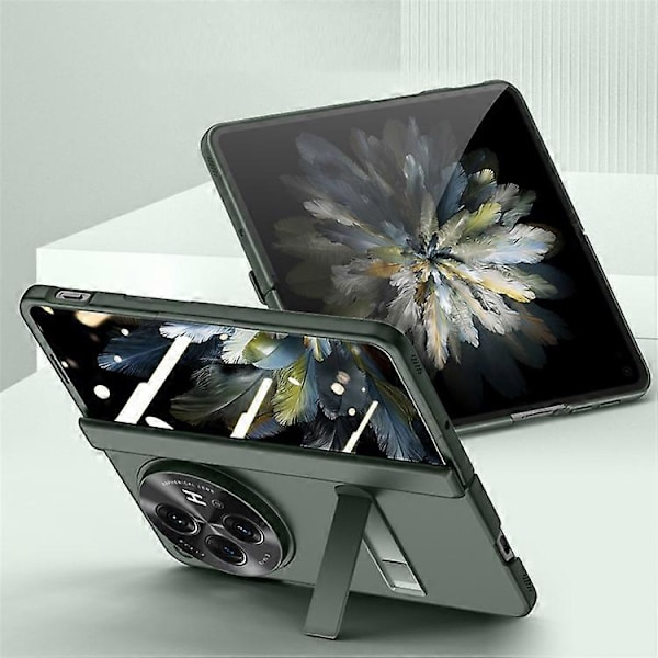 Kompatibelt Skal för Oppo Find N3 5G Hårt PC Ställ Telefonfodral med HD Härdat Glas Film Black