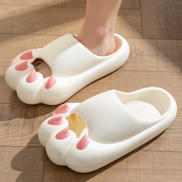 2023 Summer New Cat Claw Slippers Innendørs Hjem Sklisikkert tøfler white 39-40