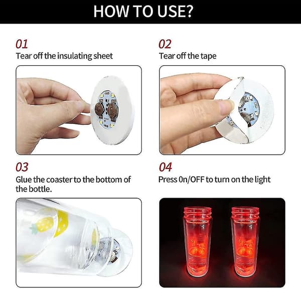25 stk LED-underlegg, runde blitskoppmatte-lys for vinflasker, drinker, fester, barfester