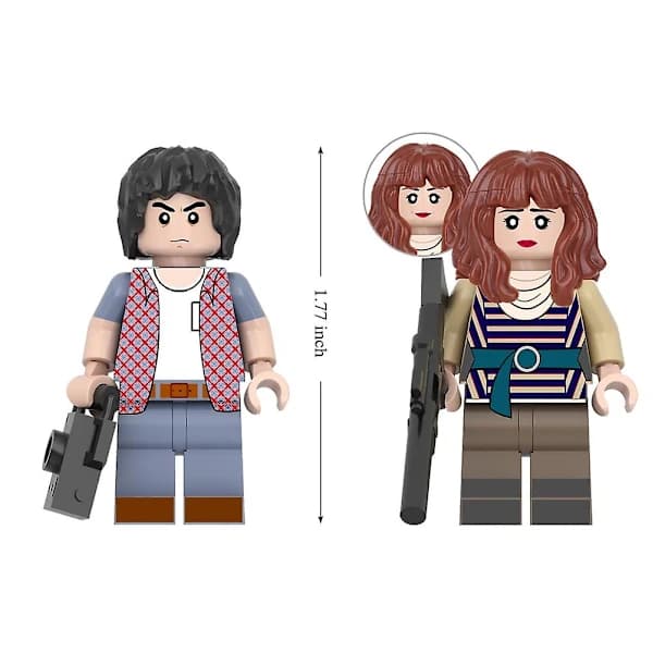 16-delars Stranger Things actionfigur byggkloss set, 4,5 cm, inkluderar Jonathan, Nancy och Eleven.
