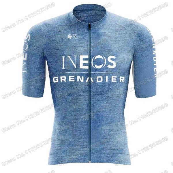 2023 Ineos Grenadier Pyöräilyneulesetti Set Denim Pyöräilyvaatteet Miesten Maantiepyörä Paidat Puku Pyörä Bib Shortsit MTB Maillot 1 M