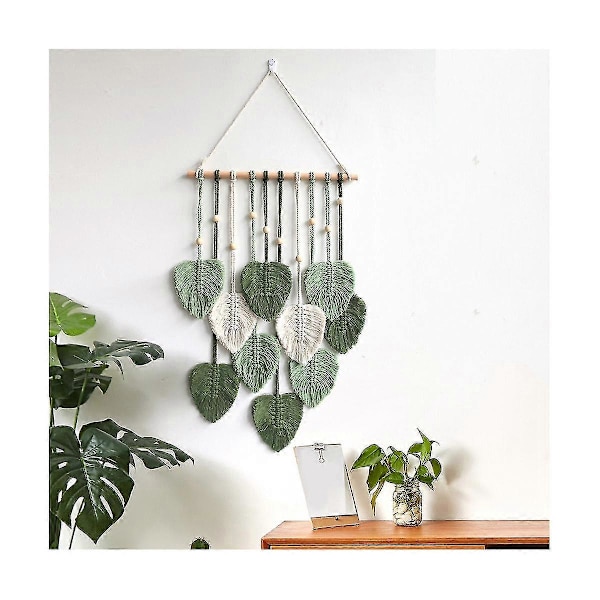 Blad Macrame Väggbonad Boho Rum Heminredning Vävd Estetisk Väggtapet Hem Rum Bröllop Deko