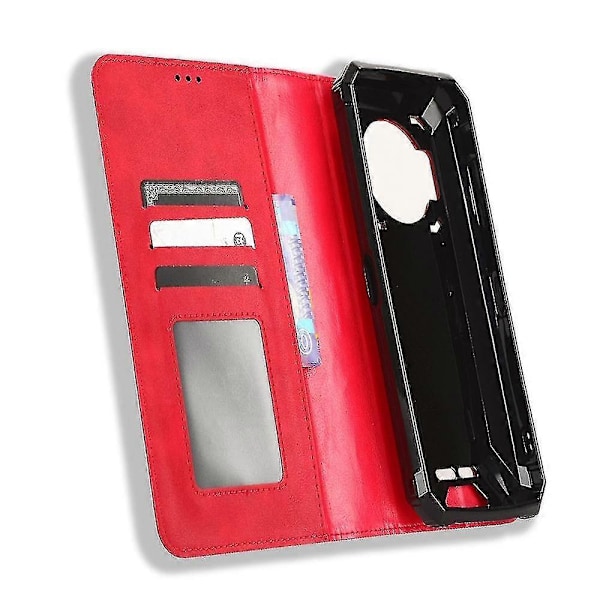 Til Oukitel WP19 Retro Tekstur Magnetisk Absorption Etui Mosaik Tegnebog Stativ Beskyttelsescover Edition d