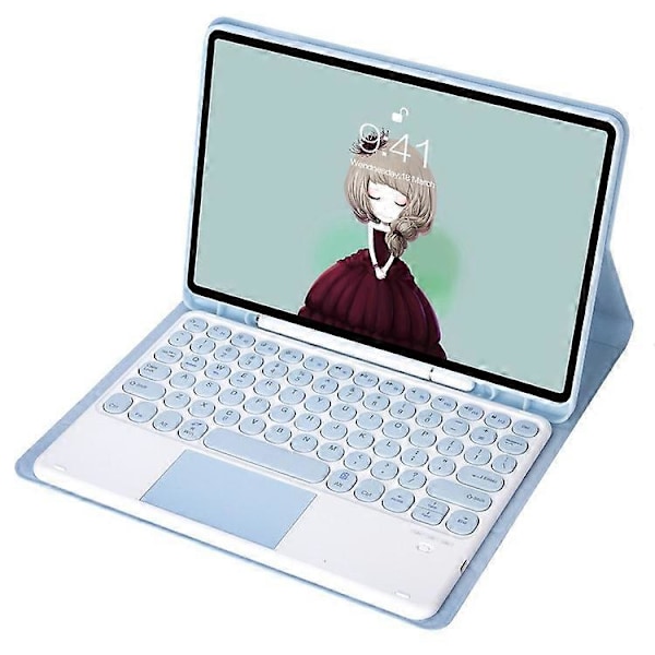 YT098B-A Yhteensopiva iPad Air (2020) / (2022) Pyöreät näppäimet Langaton Bluetooth-näppäimistö kosketuslevyllä, ihoa myötäilevä iskunkestävä jalusta Blue