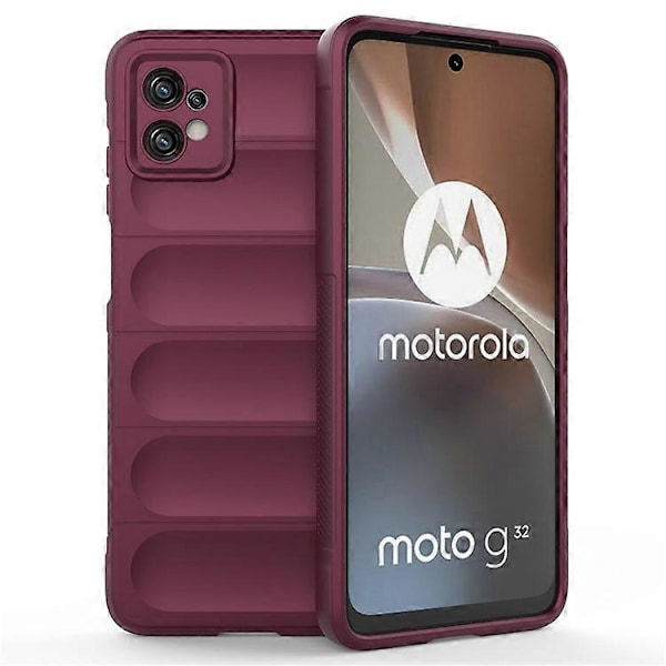 Kompatibelt för Motorola Moto G32 4G Robust Baksida Flexibelt TPU Anti-repskydd WineRed