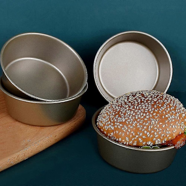 4 stk. 10 cm Karbonstål Gullfarget Mousse Kake Burgerform Bakebrett
