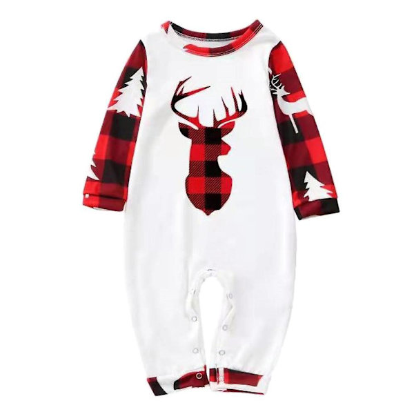Jul familj matchande rutig älghuvud print pyjamas set Julpyjamas hemkläder Baby XL