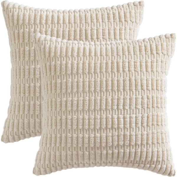 Pakke med 2 Corduroy Dekorative Putetrekk 50x50 cm Myke Boho Stripete Putetrekk Moderne Gårdshus Hjemmeinnredning for Vår Sofa Stue C