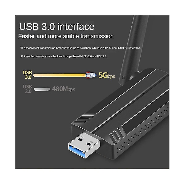 Ax1800m Usb Wifi -sovitin PC:lle, Usb 3.0 Wifi -dongle, 2.4g/5g Dual Band langaton sovitin pöytäkoneelle