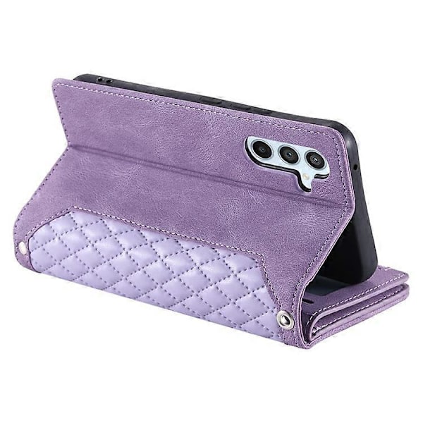 Stil 005 Kompatibelt För Samsung Galaxy A56 5G Plånboksfodral Rombsömmar PU Läder Telefonskal Purple
