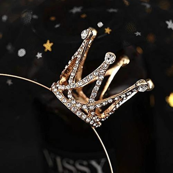Glittrande Födelsedagskrona Tiara för Flickor Prinsessa Dekoration Hårband Kronor för Barn (guld)