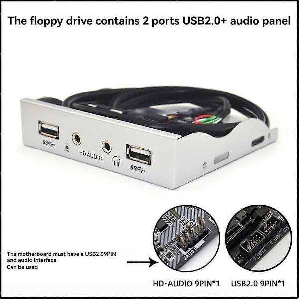 2 Portin USB 2.0 HUB Jakaja 3.5 tuuman Levykeasema HD Audio 3.5mm Kuulokeliitäntä Etupaneeliteline Compu Edition 2:lle