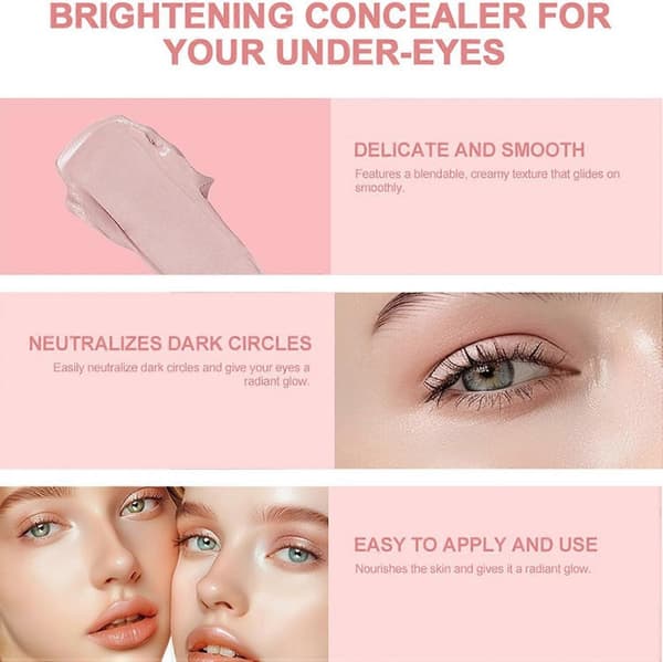 Under Eye Brightener, Eye Highlighter Concealer, Eye Concealer Coverage Dark Circles, Spot, Waterproof Long Lasting Colour Correcting Eye Brightener & Pri 3PCS