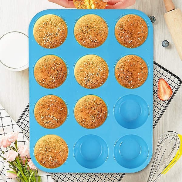 Sæt med 3 Non-stick Fødevaregodkendte Silikone Muffinsforme til 12 Muffins
