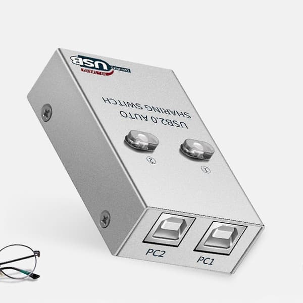 USB Printer Delingsenhet Dataoverføring Splitter Auto Switch Hub 2 Inn 1 Ut