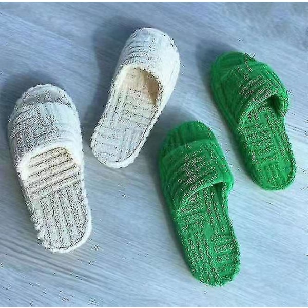 Terry Toweling Slider Slider Tofflor För Kvinnor Flickor Slip-on plysch Skor Hushåll Vinter Supply White 36