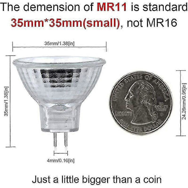 Hgbd-mr11 Halogenpære 12v 20w, Gu4 Lyspærer Varmhvit 2800k Bi-pin Reflektor Base Lamper, Spotlight 2 Pin Gu4 Innfelt Skinnebelysning Med Front G