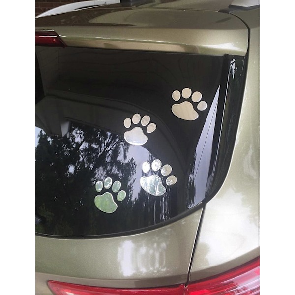 4 STK Sølv 3D Krom Fodaftryk Sticker Mærkat Auto Bil Mærkat