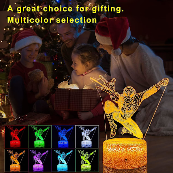 Yooei Nattlampa för Barn Coola Presenter 3D Illusion Lampa med 16 Färger som Ändras med Fjärrkontroll Barnsänglampa Leksaker för 3 4 5 6 7 8 År Gamla Pojkar