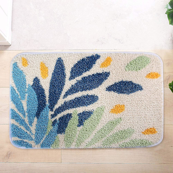 Tflycq Plant Bath Mat Pehmeä imukykyinen Liukumaton Mikrokuitumatto Leaves Kylpyhuonematto 16 240,5 (värivaihtelut lehdet)
