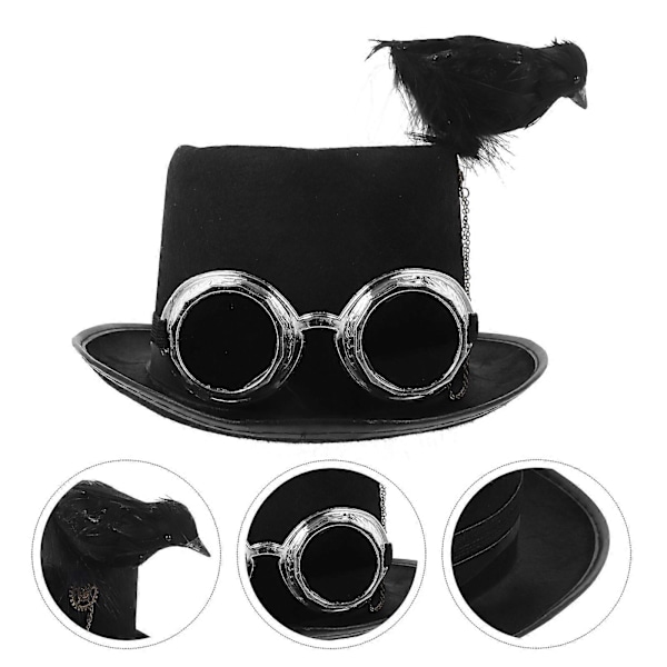 Halloween Kråka Hatt Karneval Elektronisk Musikfestival Hatt Retro Goth Steampunk Hatt Svart