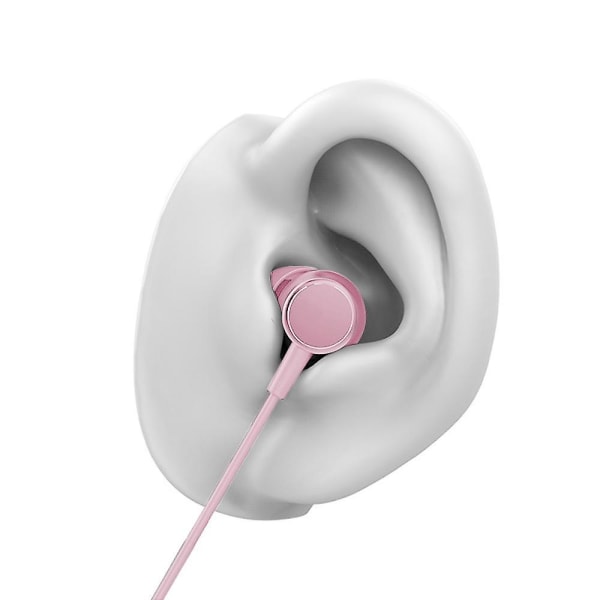 Kablede ørepropper i øret-hodetelefoner med mikrofon, øretelefoner med mikrofon og volumkontroll, basskompatibel med Iphone, Apple, datamaskin, bærbar PC pink