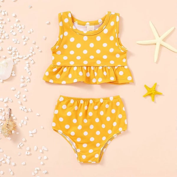 KATEA Toddler Baby Flicka Sommar Badkläder Ärmlös Randig Badkläder Tvådelad Dräkt Strand Bikini