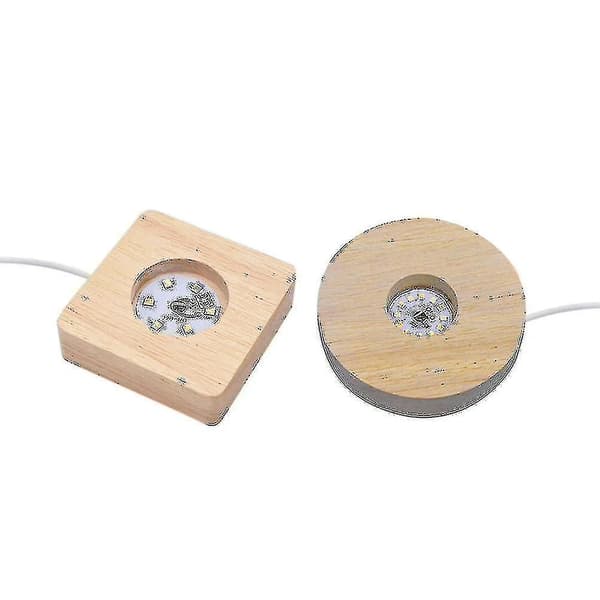 2 stk. LED Lys Display Stativ Tre Lysende Base (rund + firkantet)_b