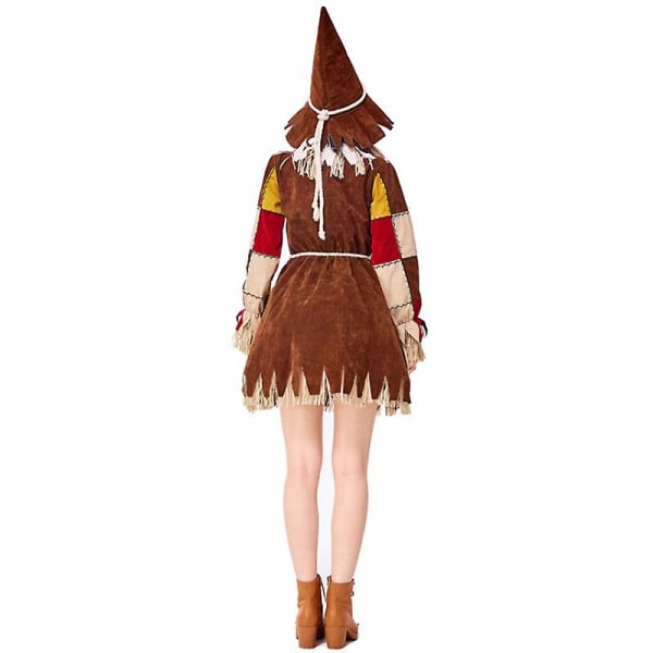 Carnival Halloween Lady Scarecrow puku Evil Wizard Fairy Tale Pelottava Cosplay Fancy Juhlamekko Brown L