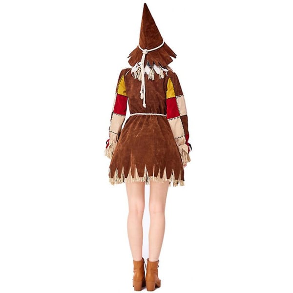 Carnival Halloween Lady Scarecrow puku Evil Wizard Fairy Tale Pelottava Cosplay Fancy Juhlamekko Brown S