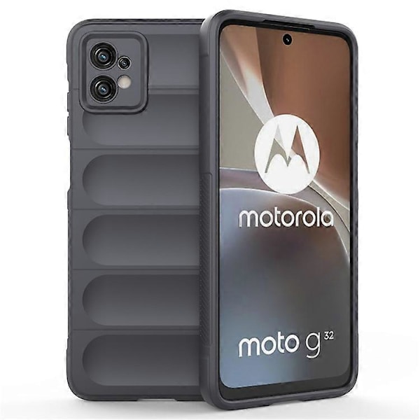 Kompatibelt för Motorola Moto G32 4G Robust Baksida Flexibelt TPU Anti-repskydd DarkGrey