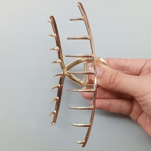 Stark Hårklämma i Metall Halkfri Stor Hårklämma Halkfria Hårspännen Hårnål Mode Hårstyling Tillbehör För Kvinnor Och Flickor Tunt Tjockt Hår (1st, Guld)