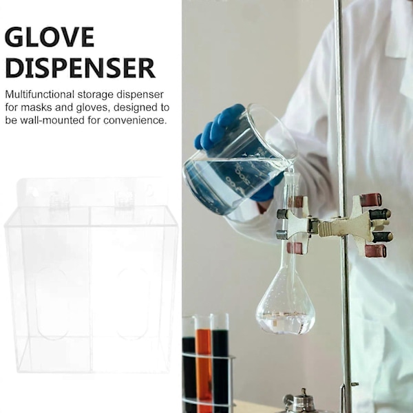 Väggmonterad Mask Handske Organiserare Akryl Förvaringslåda Dispenser Hållare Lab Glasögon Väskor Fodral Tillbehör Handskar Behållare