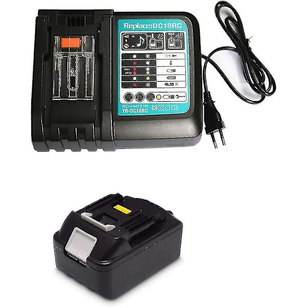 18v 4.0ah Reservebatteri med 3a oplader til Makita Dmr110 Dmr112 Dmr115 Dmr107 Dmr108 Dmr114 Dmr100 Dmr106 Dmr102 Dmr104 Dmr101 Dmr103b Batteri
