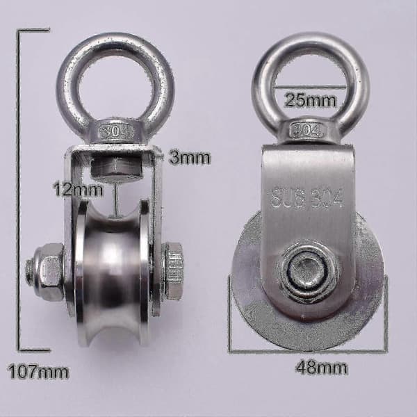 Lyftblock 500kg med 2 Lager, Trissa för Kabel, 48mm Trissa Hs