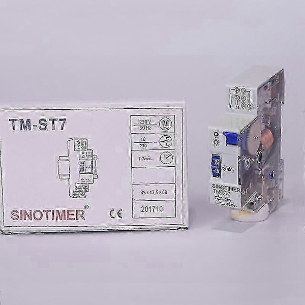 TM-ST7 220V AC 7 Minutter Mekanisk Timer 18 mm Enkelt Modul Din Skinne Trappe Timer Tidsafbryder