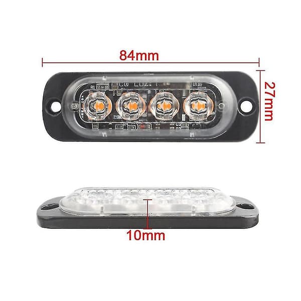 4 stk. 4LED Stroboskoper 12V Strobelys 4 I 1 Bil Nødlys Blinkende Nødlys (