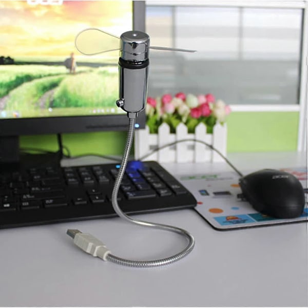 LED USB-blæser, ny kreativ programmerbar USB-drevet bærbar blæser, mini fleksibel DIY-beskedblæser til bærbar computer og computer - farverige lys