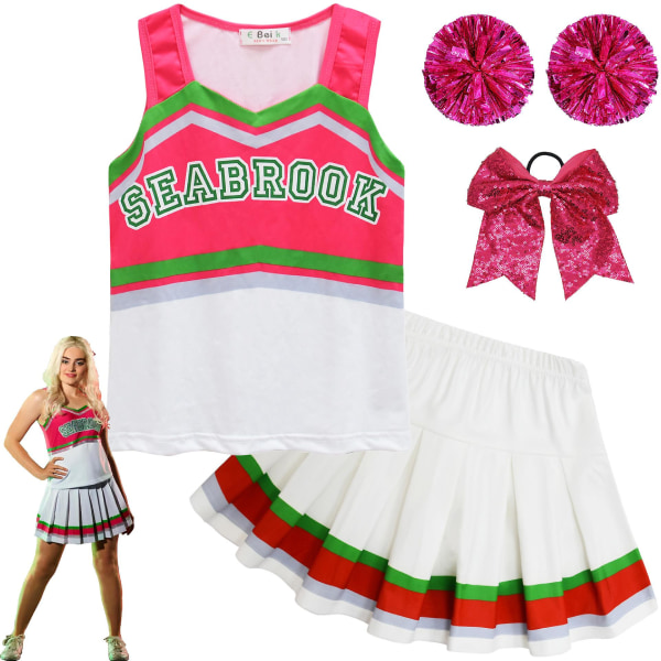 Girs Zombies 3 Addison Kids Cosplay Kostymer Toppar+kjol+handblommor+huvudbonad 4st Kostym Cheer Leader Barn Halloween Outfit 86001 Sets 160cm