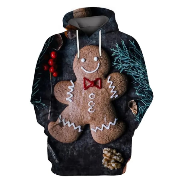 Herr jul 3d hoodies Sweatshirt Print Pepparkakor Casual Harajuku Toppar Höst Vinter Oversized Lyxkläder style 8 XL