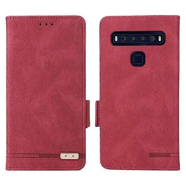 Kompatibel med TCL 10L/10 Lite Hardware Design Stand Magnetisk Lukning Læder Mobiltelefon Beskyttelsesetui med Pung Pink
