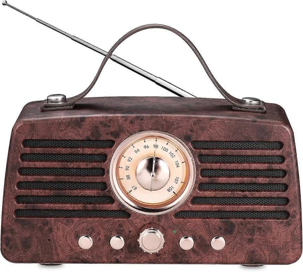 Retro Bluetooth -kaiutin, kannettava langaton Bluetooth-kaiutin FM-radiolla, ruskea