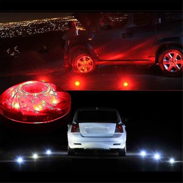Led Varningsljus, Rött Varnings-LED Stroboskopljus med Magnetisk Bas, Batteridriven