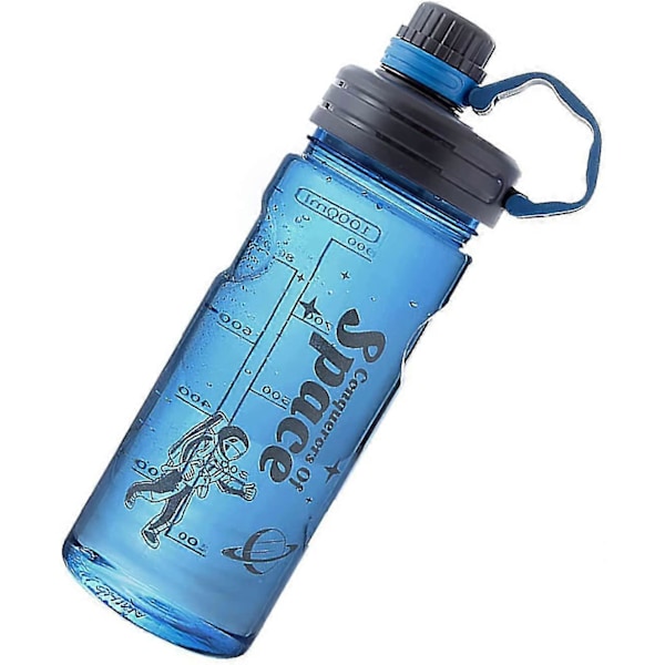 1,5 litran vesipullot suodattimella ja merkkiviivoilla, tiivis kannettava Tritan BPA-vapaa urheilujuomapullo sininen 1500 ml
