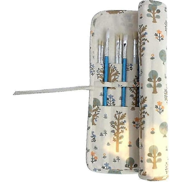 Penselholder for kunstnere, rullbar lerretspose med stor kapasitet for fargeblyanter og kunstutstyr, 20 hull, 1 stk